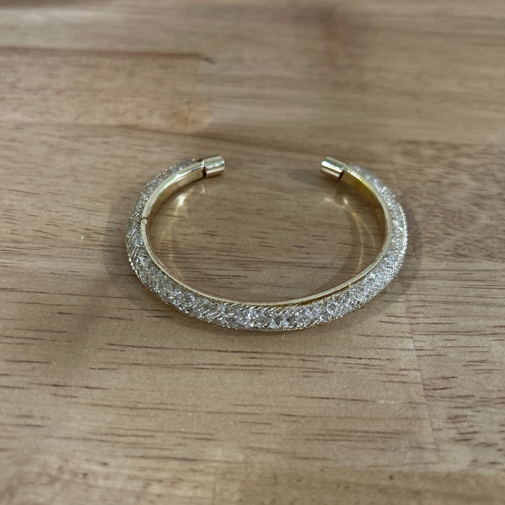 Rose Gold Mesh Crystal Open‎ Cuff Bangle